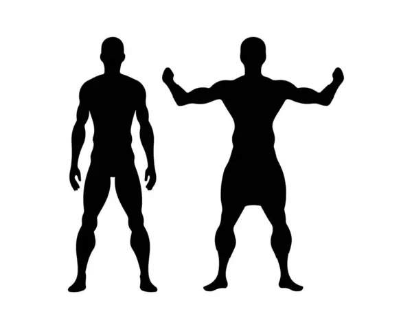 Vücut Geliştirici Siluetler Güçlü Fitness Çizimleri