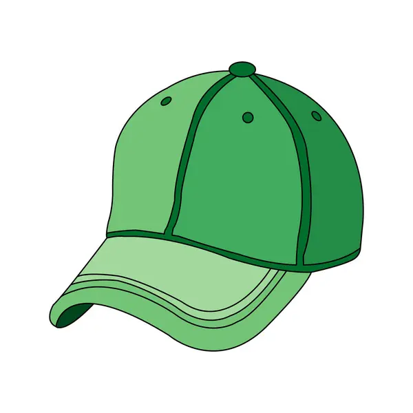 Kıvrık kenarlı yeşil beyzbol şapkası, sıradan ya da spor giyim tarzında.