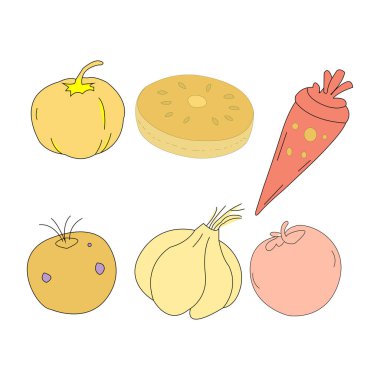 Karalama tarzında meyveler. El çizimi 