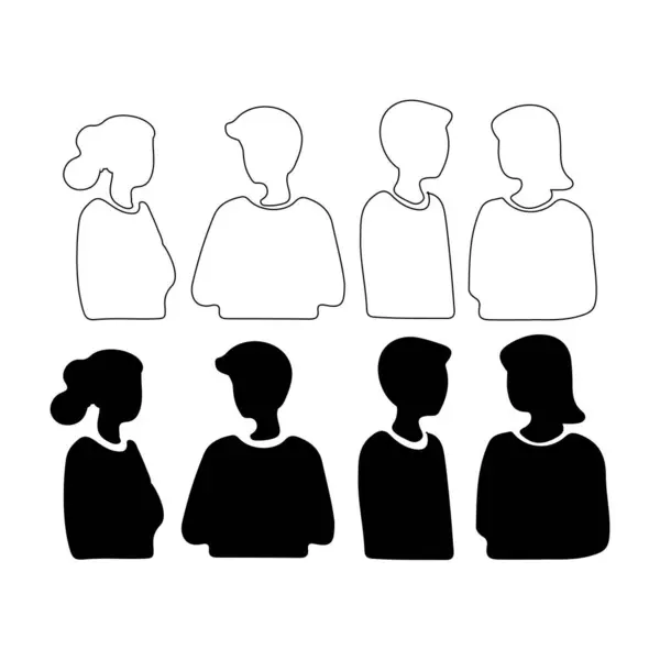 Arkadaşlık Silueti Minimalist Vektör Resimleri ana hatlarıyla