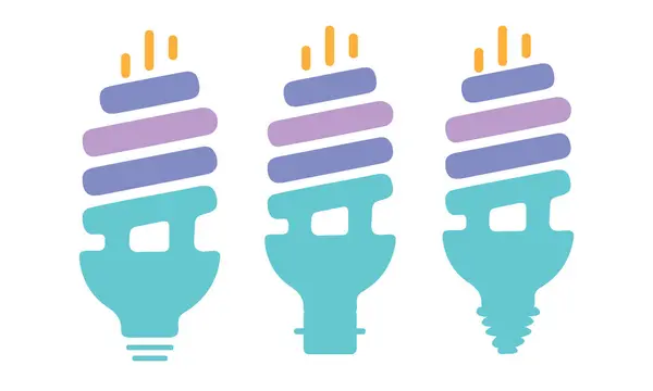 Küçük floresan ampulleri temsil eden üç simge seti