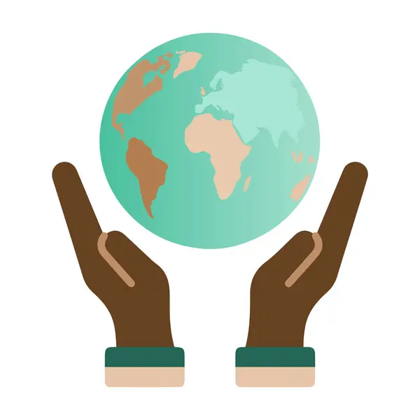 Dünya 'yı nazikçe tutan iki elin düz vektör simgesi