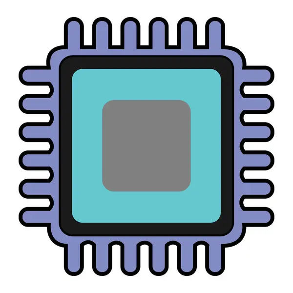 Mikroçip simgesi: Renkli İşlemci, Genel Ayrıntılı Vektör illüstrasyonu