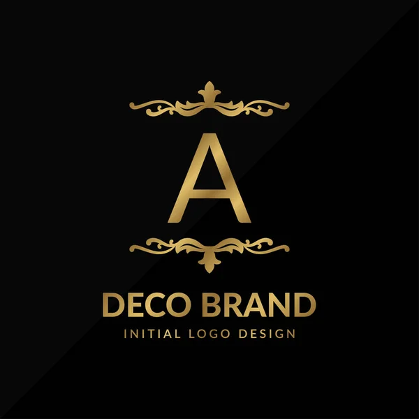 Letra Una Marca Decorativa Retro Remolino Vector Logotipo Inicial — Vector de stock