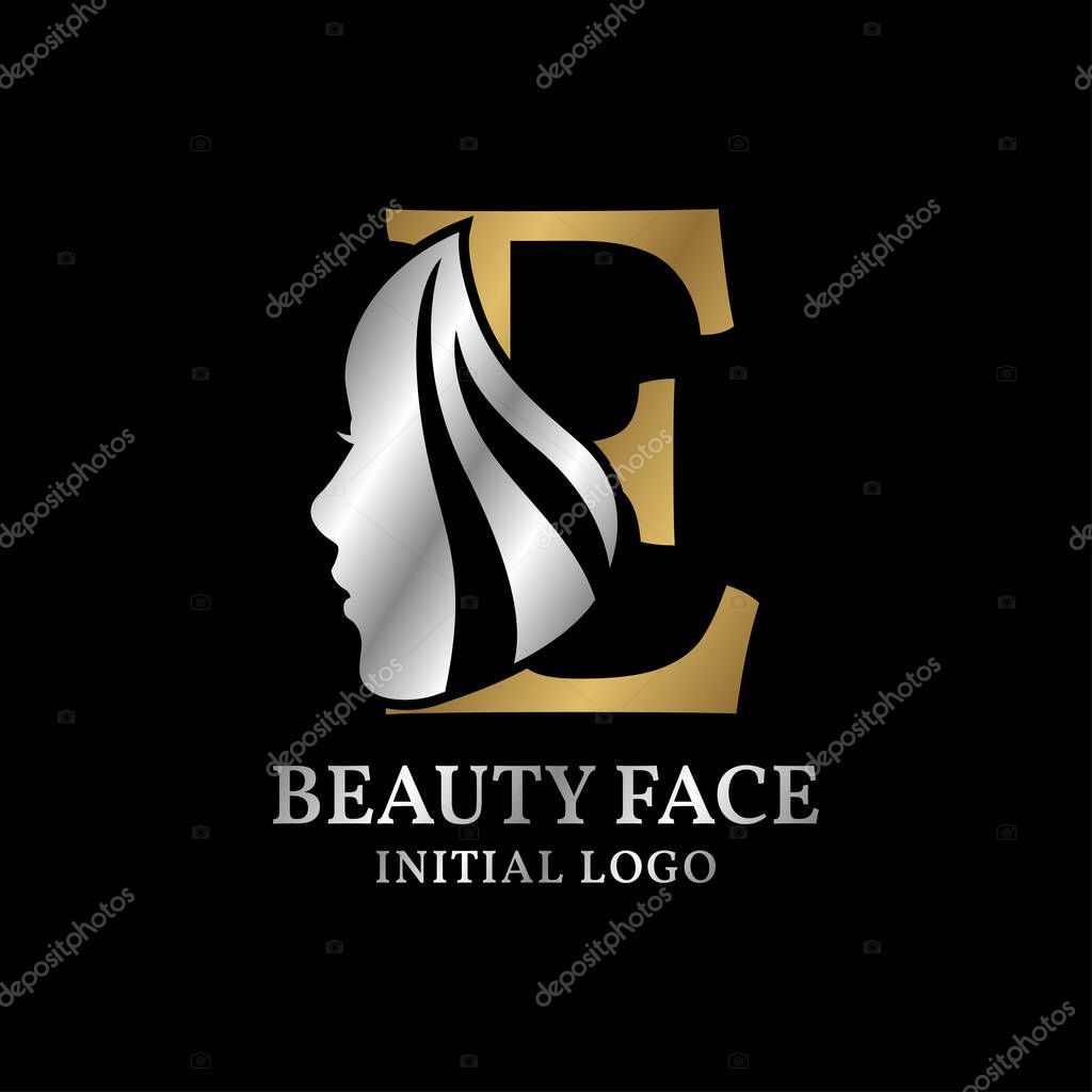 Letter E beauty face initial vector logo design element
