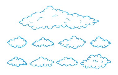 set of clouds variation outline style doodle vector design element