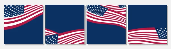 Amerikanische Flaggen Quadratisch Social Media Hintergrund Mit Copy Space Area — Stockvektor