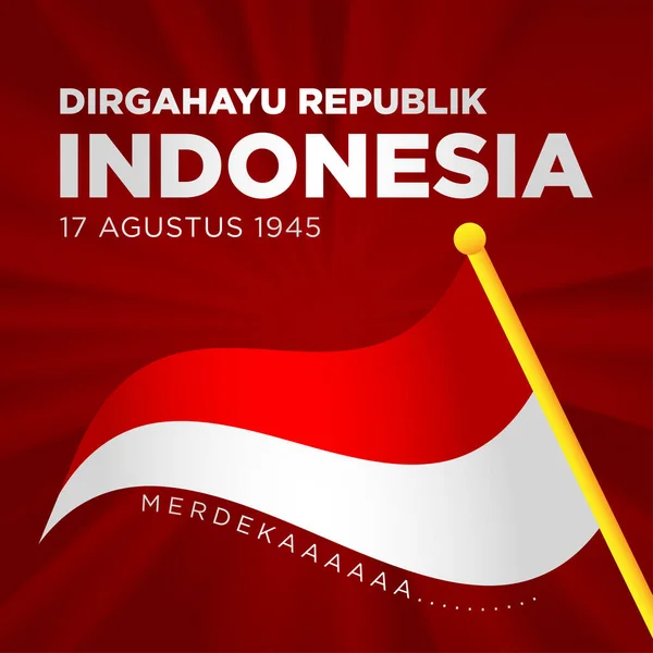 Longevity Republic Indonesia August 1945 Independence Day Social Media Template — Stock Vector