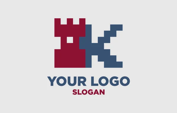 Letter Kingdom Digital Style Vector Logo Design — Stock Vector