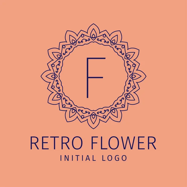 Lettre Rétro Fleur Initiale Vecteur Logo Design — Image vectorielle