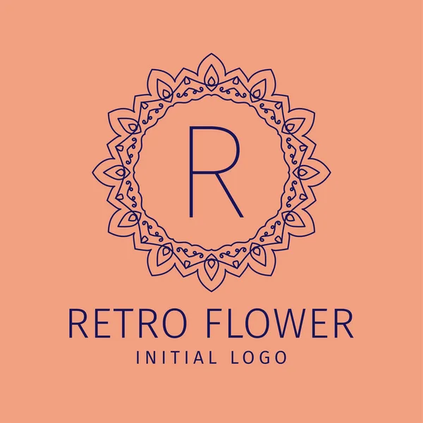 Lettre Fleur Rétro Logo Vectoriel Initial Design — Image vectorielle