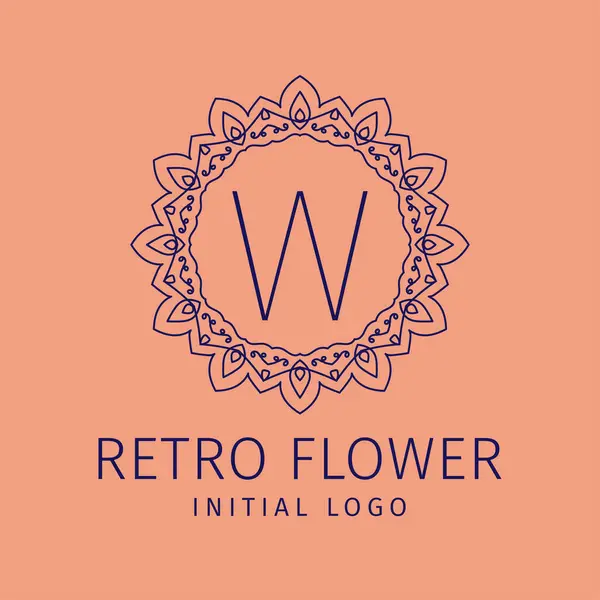 Письмо Ретро Цветок Первоначальный Дизайн Векторного Логотипа — стоковый вектор