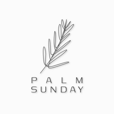 Palm Sunday ruhani vektör tasarım elementi için zarif ve minimalist karalama stili