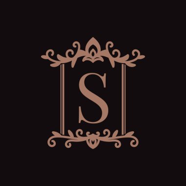 S harfi rustik sancak vintage ilk rozet markası