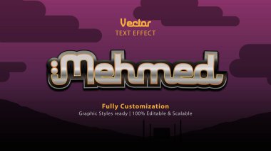 İslam kültürü manşetleri için Mehmed Arap gümüş metalik metin efekti