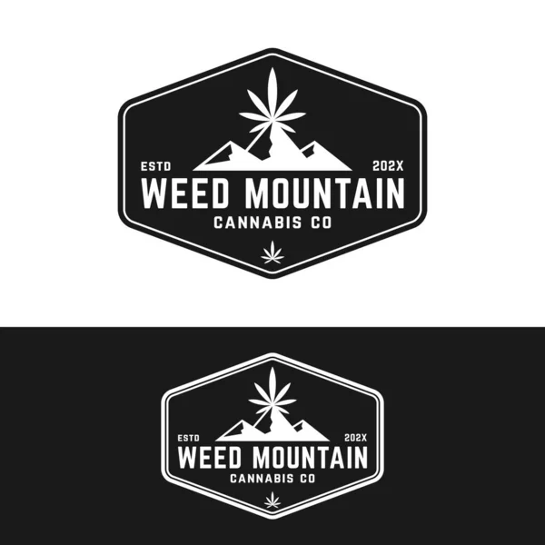 Ročník Plevele Mountain Odznak Razítko Pro Marihuanu Marihuana Hašiš Ganja — Stockový vektor