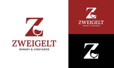 Z harfinin baş harfi Şarap Cam Logo Tasarım Şablonu. Bar Restoranı Cafe Şaraphanesi, Pub Club İşletme Markası Logosu Tasarımı İçin Uygun.