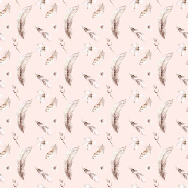 Çiçeksel suluboya, tüylü, dikişsiz desen, suluboya resimleme