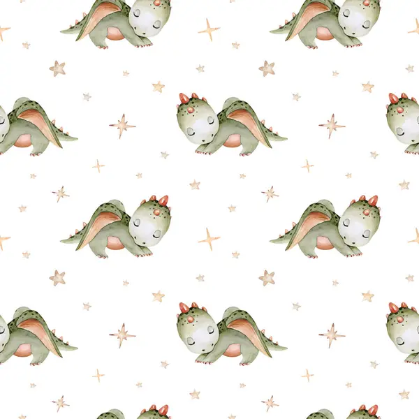 Cartoon cute 2024 New Year's card Dragon seamless pattern, happy new year and christmas childish background