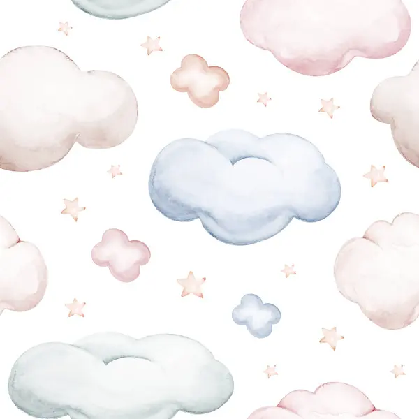 Padrão Sem Costura Com Nuvens Desenhos Animados Brinquedos Coelho Urso Fotografias De Stock Royalty-Free
