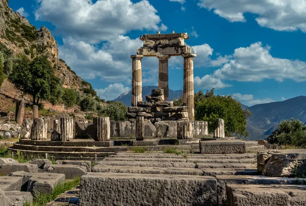 Ruínas Duradouras Templo Grego Com Cúpula Delfos Datadas Século Grécia — Fotografia de Stock