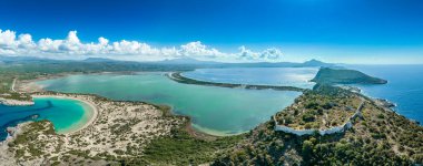 Aerial view of navarino beach in Greece