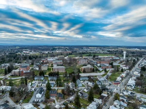 stock image Aerial view of downtown Westminster seat of Carroll county in Maryland with McDaniel college