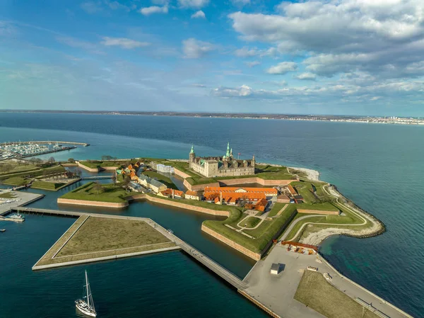 Вид Повітря Замок Кронборг Валами Равелін Охороняє Вхід Балтійського Моря — стокове фото