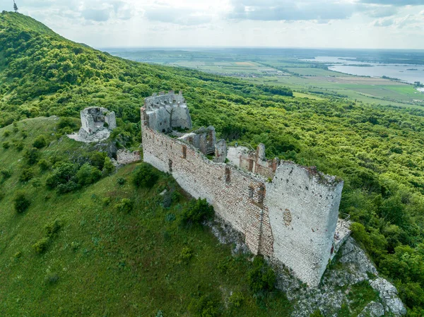 Vista Aérea Del Castillo Devicky Hrady Sur Bohemia Por Encima —  Fotos de Stock
