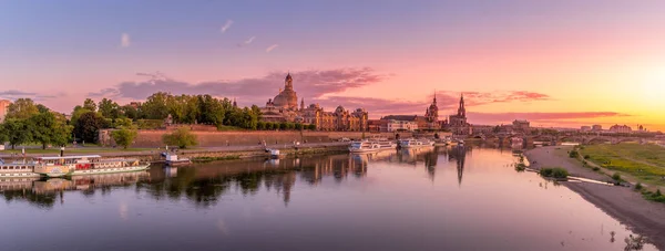 Повітряний Захід Вид Дрезден Старих Міських Будівель Фрауенкірче Замок Променад — стокове фото