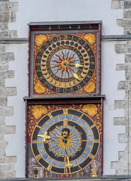Große Dekorative Bunte Astronomische Uhr Mit Sonnenmotiven Görlitz — Stockfoto