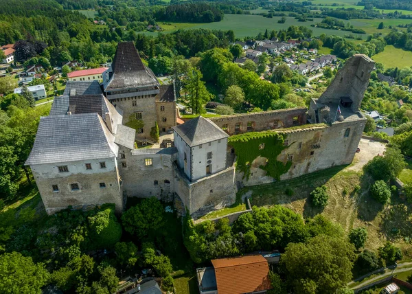 Vue Aérienne Château Lipnice Nad Szavou Tchéquie Construit Dans Style — Photo