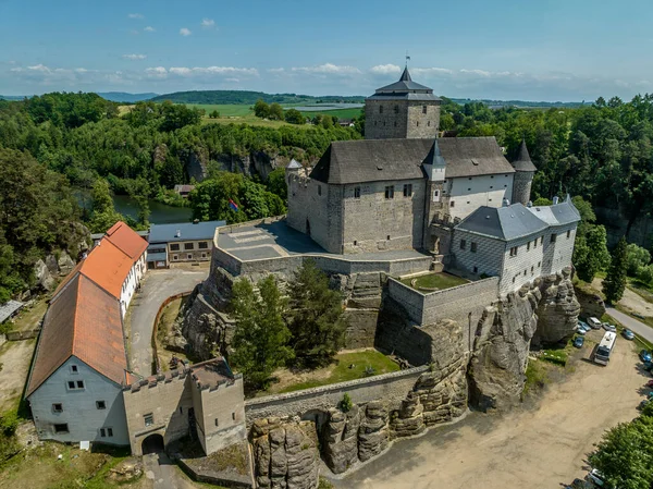 Vue Aérienne Château Kost Libosovice Construit Dans Style Gothique Élevé — Photo