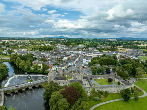 Widok Lotu Ptaka Zamek Miasto Cahir Irlandii Tower House Zewnętrzny — Zdjęcie stockowe