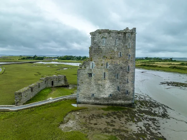 Widok Lotu Ptaka Zamek Carrigafoyle Zrujnowany Irlandzki Dom Wieży Munster — Zdjęcie stockowe