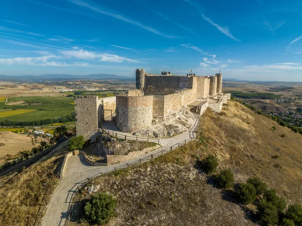 Veduta Aerea Del Castello Medievale Jadraque Restaurato Spagna Provincia Guadalajara — Foto Stock