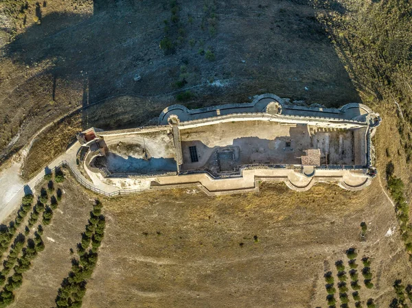 Αεροφωτογραφία Της Αποκατασταθεί Jadraque Μεσαιωνικό Κάστρο Στην Κορυφή Του Λόφου — Φωτογραφία Αρχείου