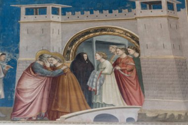 Sanat tarihindeki ilk öpücük: Bakire Meryem 'in anne ve babası, Joachim ve Anne, Kudüs' teki Altın Kapı 'da öpüştüler.