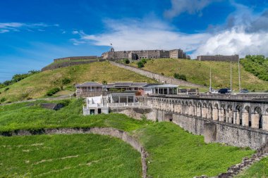 Former British citadel Brimstone Hill fort with cannons mounted on the bastions, caponier protecting the ditch in St Kitts clipart