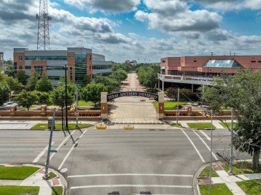 Teksas Güney Üniversitesi tarihi siyahi yükseköğretim enstitüsü Wheeler Avenue giriş teknolojisi binasının hava görüntüsü