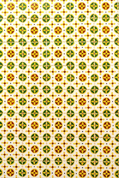 Traditional Portuguese Spanish Tile Multicolored Yellow Green Azulejo Background — Stock Photo, Image