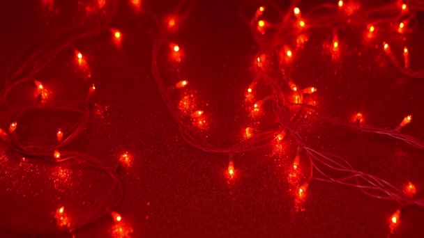 Πολύχρωμα Χριστούγεννα Κόκκινα Φώτα Φόντο — Αρχείο Βίντεο