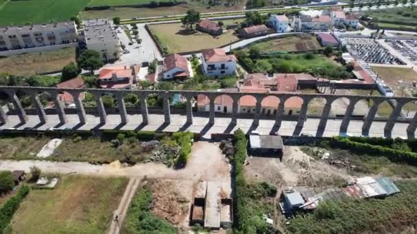 Circle Aerial Drone View Old Historical City Vila Conde Santa — Wideo stockowe