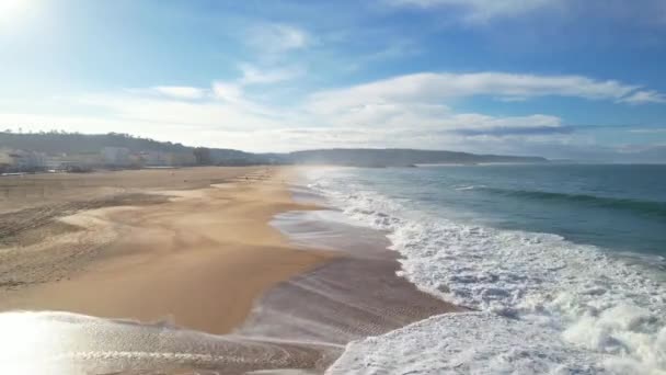 Bela Vista Aérea Grande Praia Nazare Portugal — Vídeo de Stock