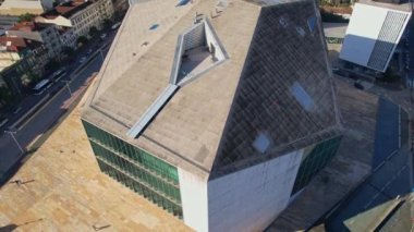 Porto, Porto District, Portugal, January 10, 2023. Aerial view of Casa De Musica, House of Music in sunny day