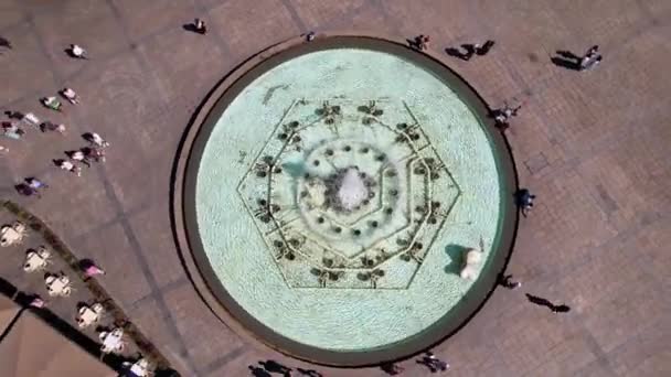 Top Aerial View Fountain Republic Square Braga City Portugal — Video
