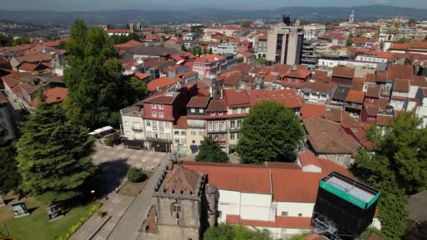 Vista Aérea Del Centro Histórico Braga Portugal — Vídeo de stock