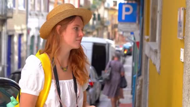 포르투갈에서 전형적 시설인 알로자 지방에 입국하는 관광객 유럽에서 휴가를 즐기다 — 비디오