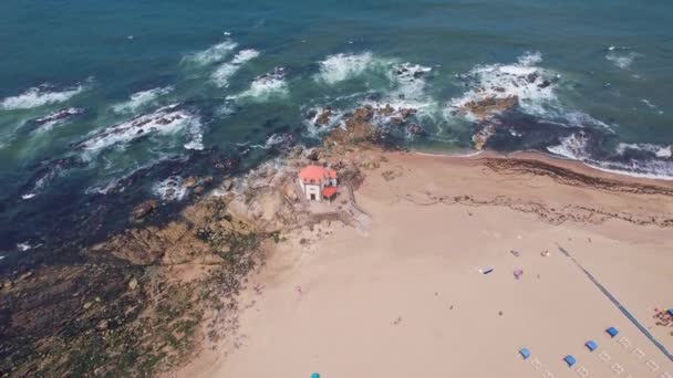 Senhor Pedra Cinematic Aerial View Chapel Lord Stone Miramar Beach — Vídeo de stock