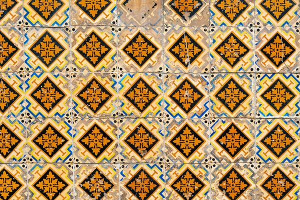 米黄色和棕色的传统葡萄牙和西班牙瓷砖阿苏莱霍背景 — 图库照片